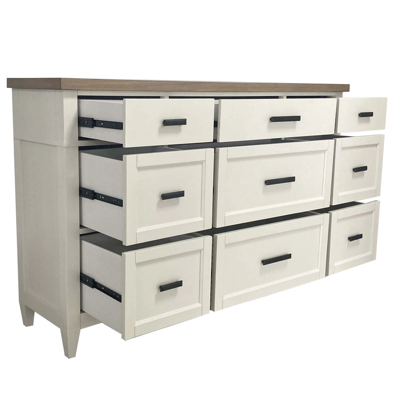 Parker House Americana Modern Bedroom King Shelter Bed with 2 Nightstands and Dresser with Mirror