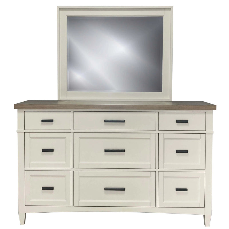 Parker House Americana Modern Bedroom Queen Platform Bed 2 Nightstands and Dresser with Mirror