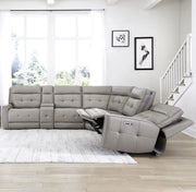 Parker Living Canterbury - Pewter 6 Piece Zero Gravity Modular Power Reclining Sectional