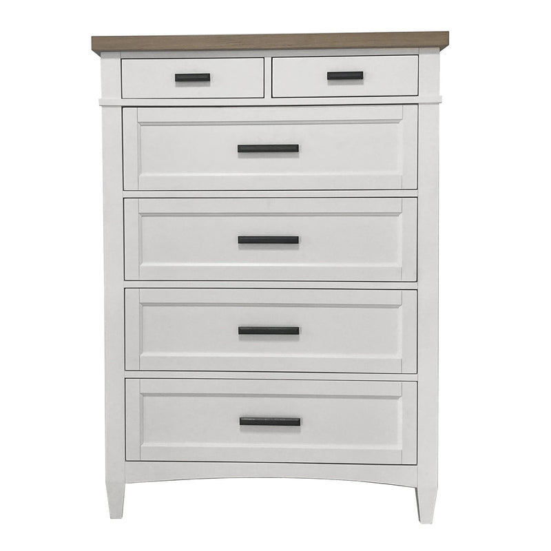 Parker House Americana Modern Bedroom King Shelter Bed 2 Nightstands Dresser with Mirror and Chest