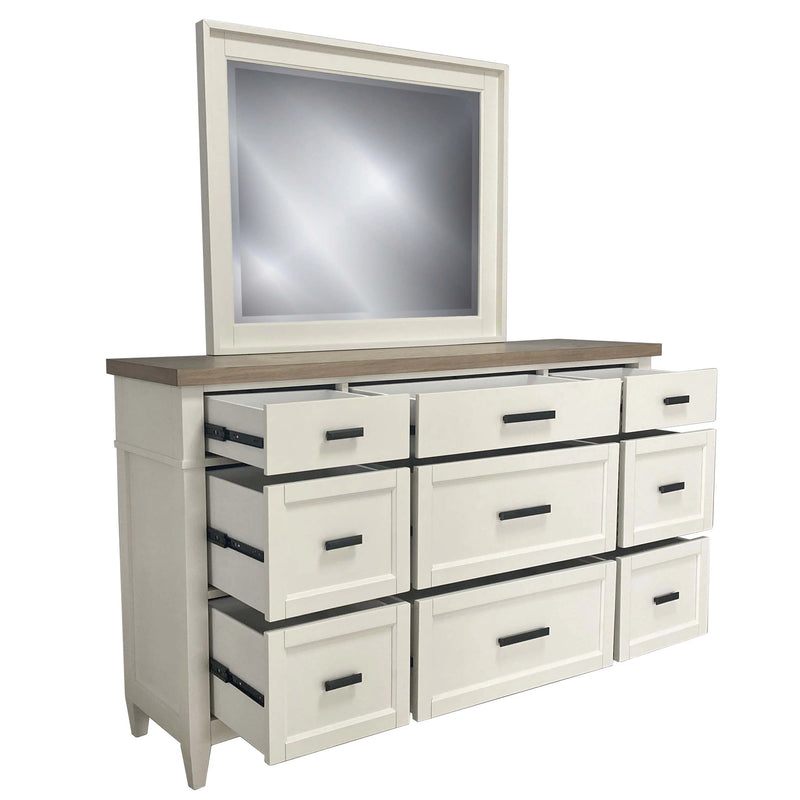 Parker House Americana Modern Bedroom King Shelter Bed with 2 Nightstands and Dresser with Mirror