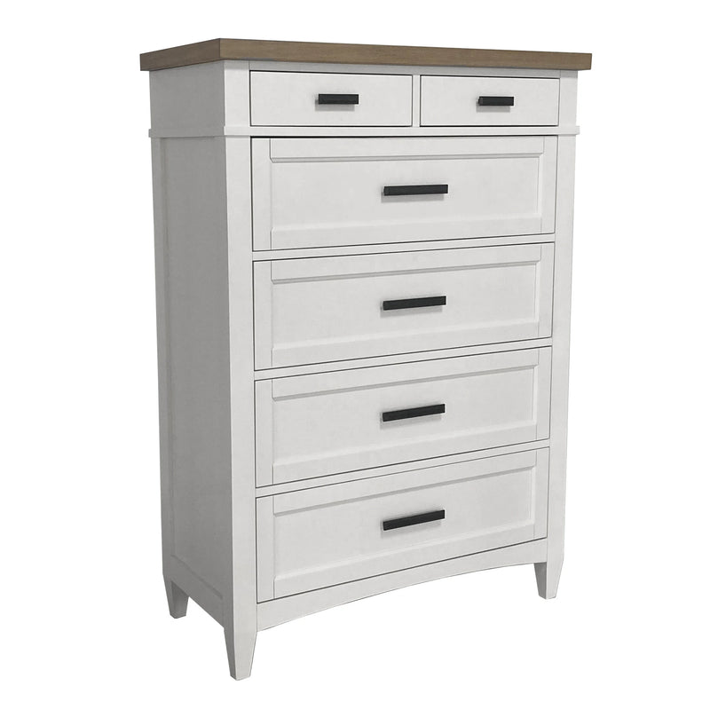 Parker House Americana Modern Bedroom Queen Platform Bed 2 Nightstands Dresser with Mirror and Chest