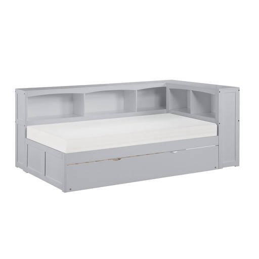 Orion-(4) Twin Bookcase Corner Platform Bed with Twin Trundle image