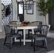 Parker House Americana Modern Dining 48-66 inch Round Dining Table and 4 Black Barrel Chairs