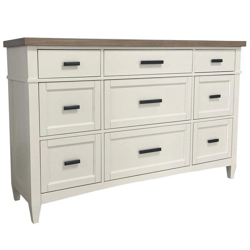 Parker House Americana Modern Bedroom King Shelter Bed with 2 Nightstands and Dresser with Mirror