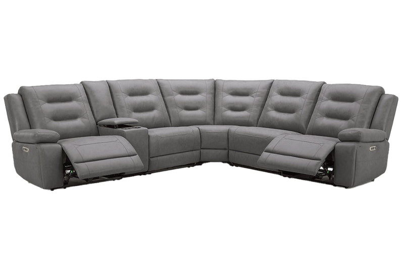 Parker Living Caldwell Fog 6 Piece Modular Power Reclining Sectional with Power Adjustable Headrests