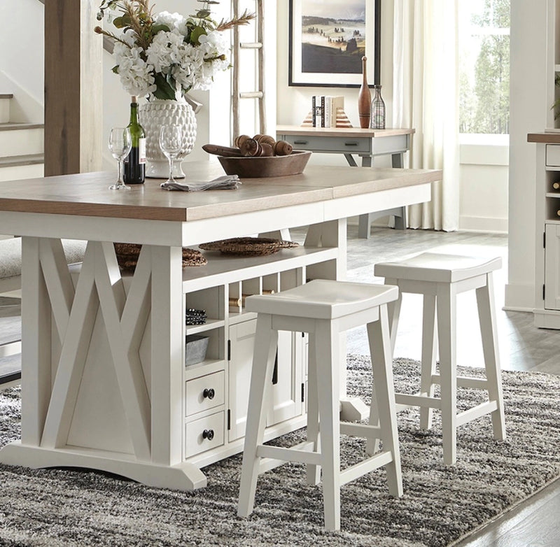Parker House Americana Modern Dining 72 inch Island Counter Height Extendable Dining Table