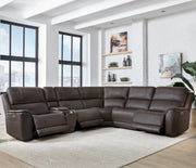 Parker Living Easton - Steamboat Brown 6 Piece Zero Gravity Power Reclining Sectional with Power Adjustable Headrests