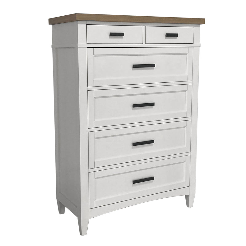 Parker House Americana Modern Bedroom Queen Shelter Bed 2 Nightstands Dresser with Mirror and Chest