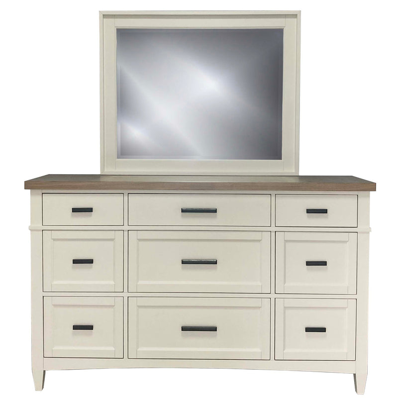 Parker House Americana Modern Bedroom Queen Shelter Bed 2 Nightstands Dresser with Mirror and Chest