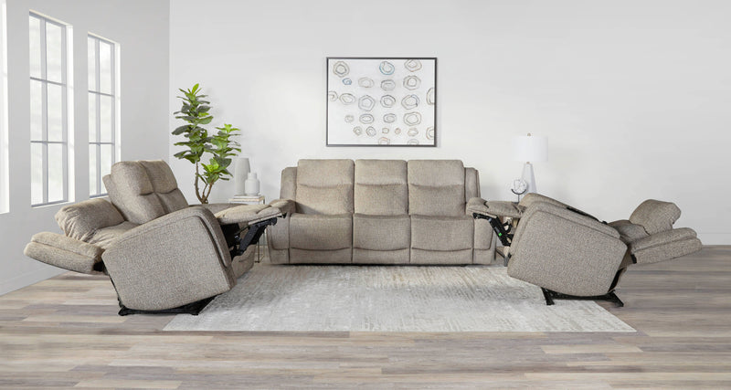 Parker Living Penfield - Frappe Zero Gravity Power Reclining Console Loveseat with Heat Massage and Speaker P3