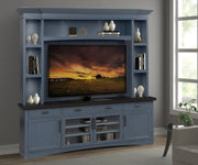 Parker House Americana Modern 92 Inch TV Console with Hutch Back Panel and LED Lights